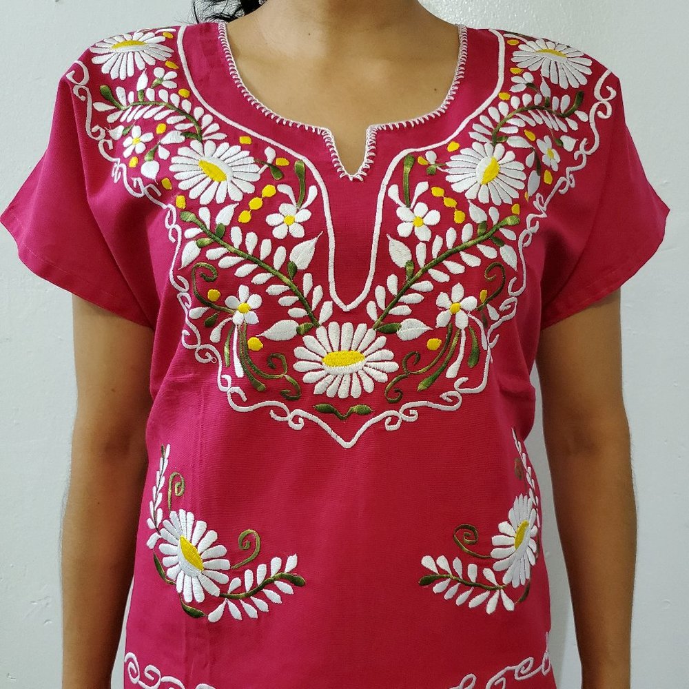 Pink/ White Mexican Artisanal Blouse